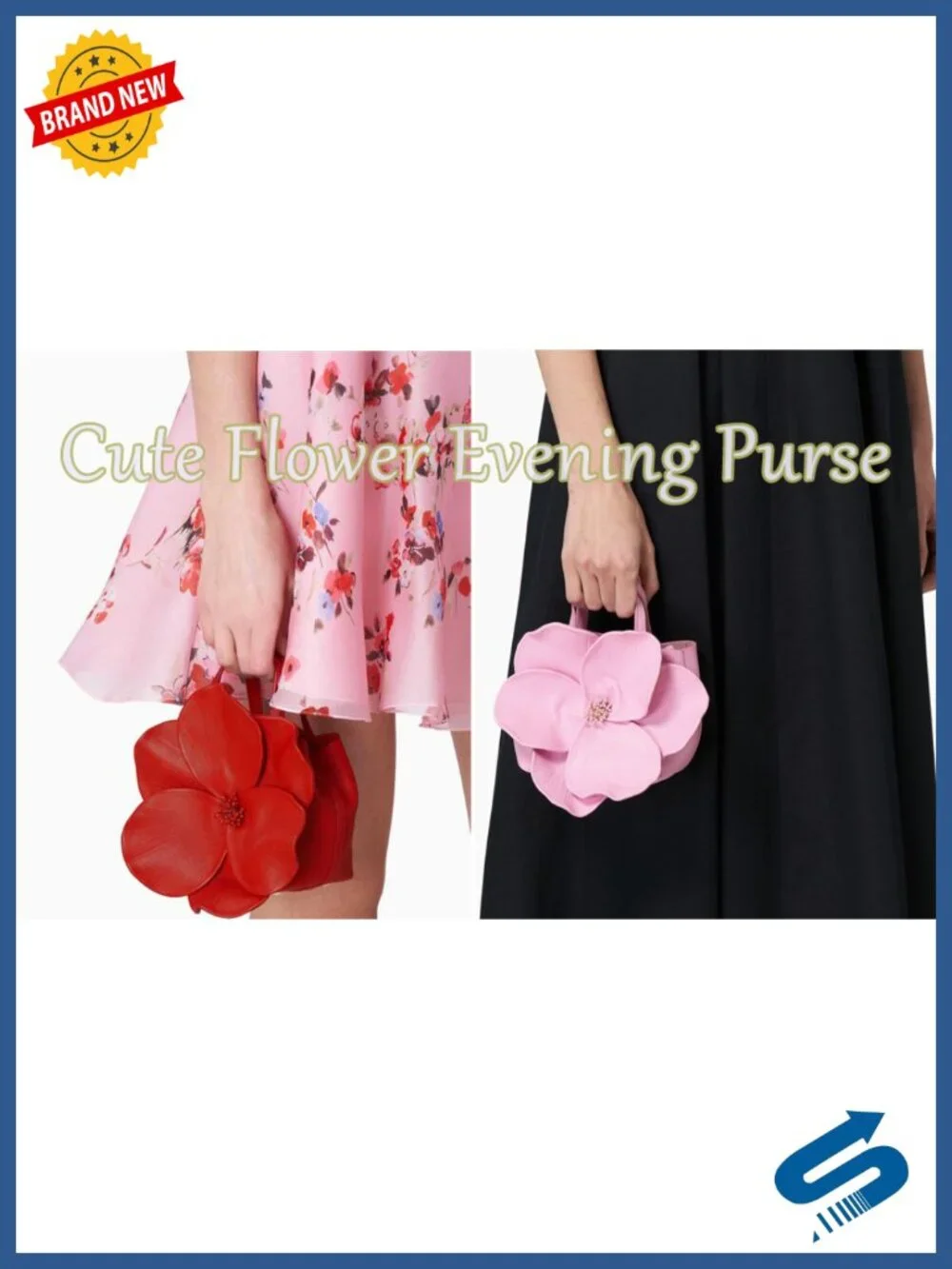 PU Leather Floral Clutch Evening Purse with Detachable Chain